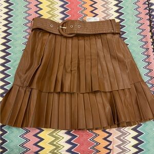 Zara Brown Pleated Women's Skirt